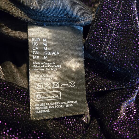 Divided Purple Sparkle Medium Women's Top Shirt Long Sleeves Misses Size 8 10 - Picture 4 of 6